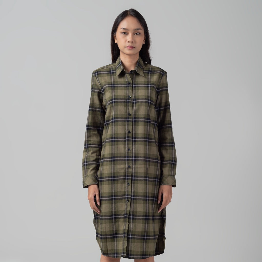Benhill Kemeja Tunik Flannel Wanita Kotak Hijau 1164-11735