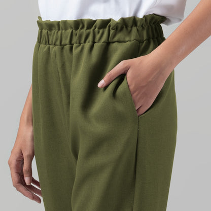 Benhill "Choe" Celana Bahan Wanita High Waist Hijau Army 983-29774