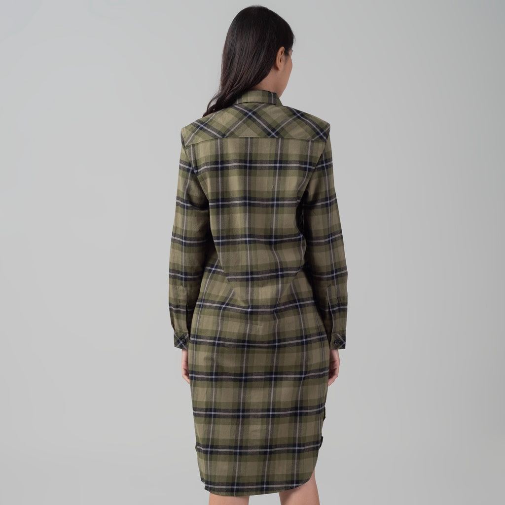 Benhill Kemeja Tunik Flannel Wanita Kotak Hijau 1164-11735