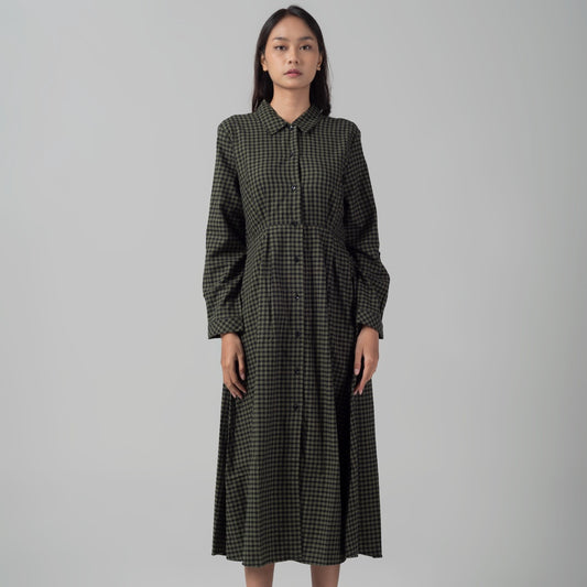 Benhill Gamis Wanita Flannel Lengan Panjang Kotak Hijau 1158-11H30