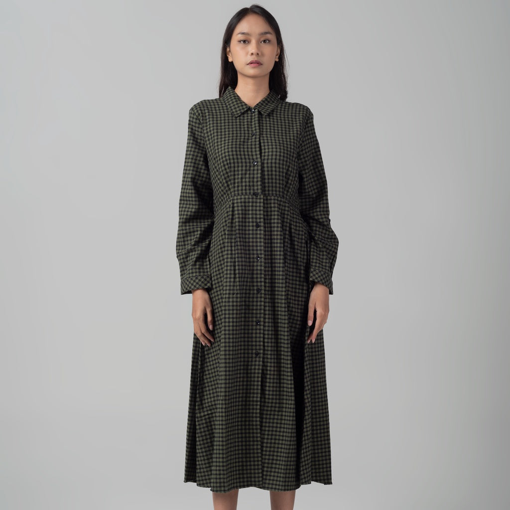 Benhill Gamis Wanita Flannel Lengan Panjang Kotak Hijau 1158-11H30