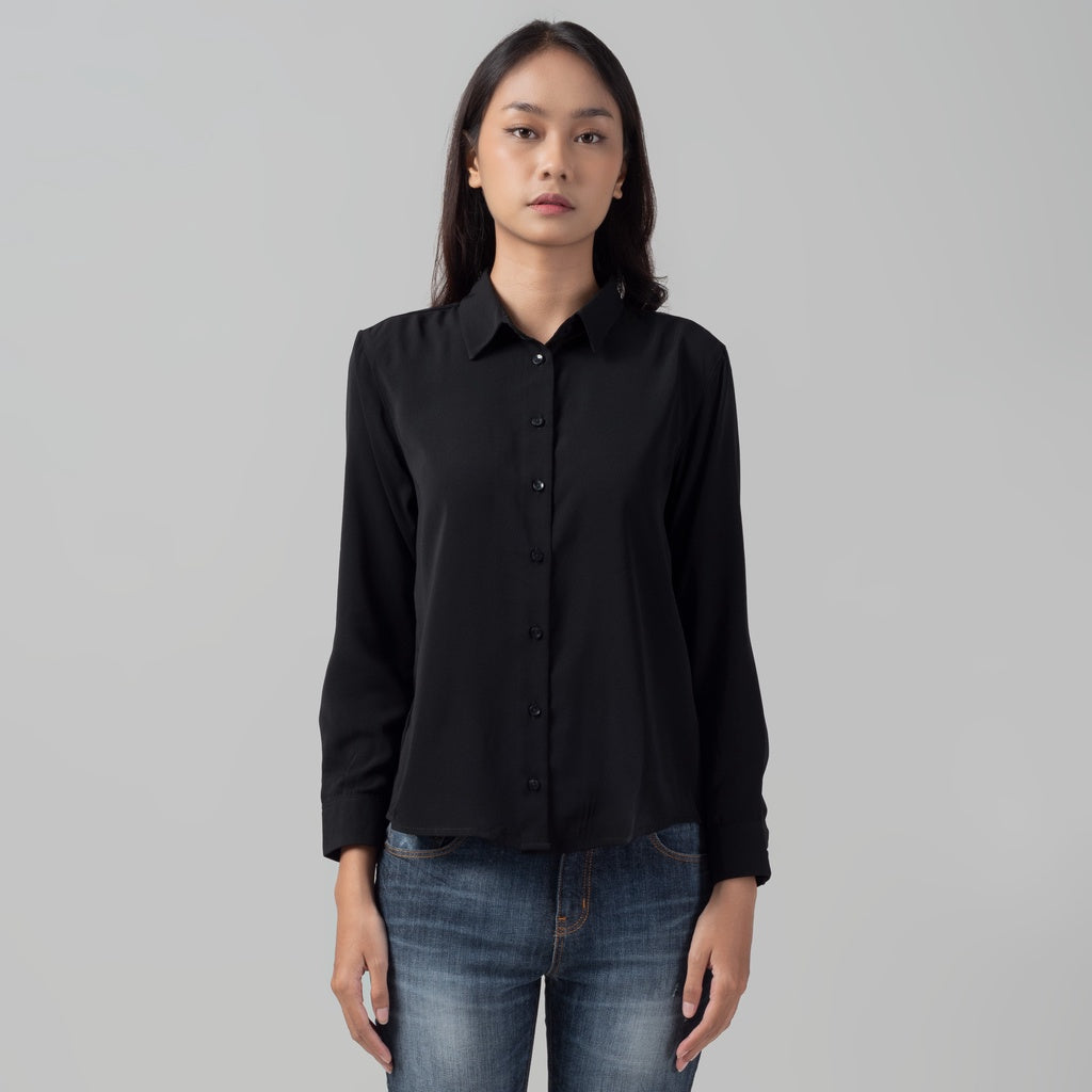 Benhill Kemeja Wanita " Mina" Tops Lengan Panjang Black 995-2920O