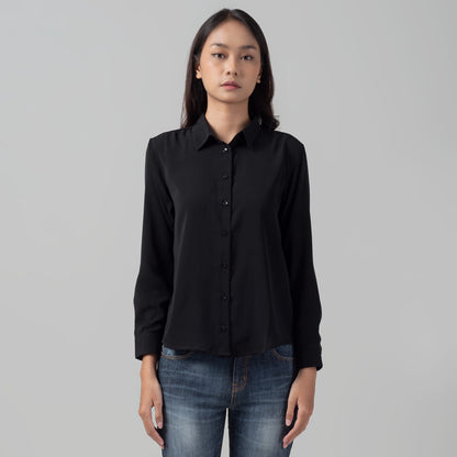 Benhill Kemeja Wanita " Mina" Tops Lengan Panjang Black 995-2920O