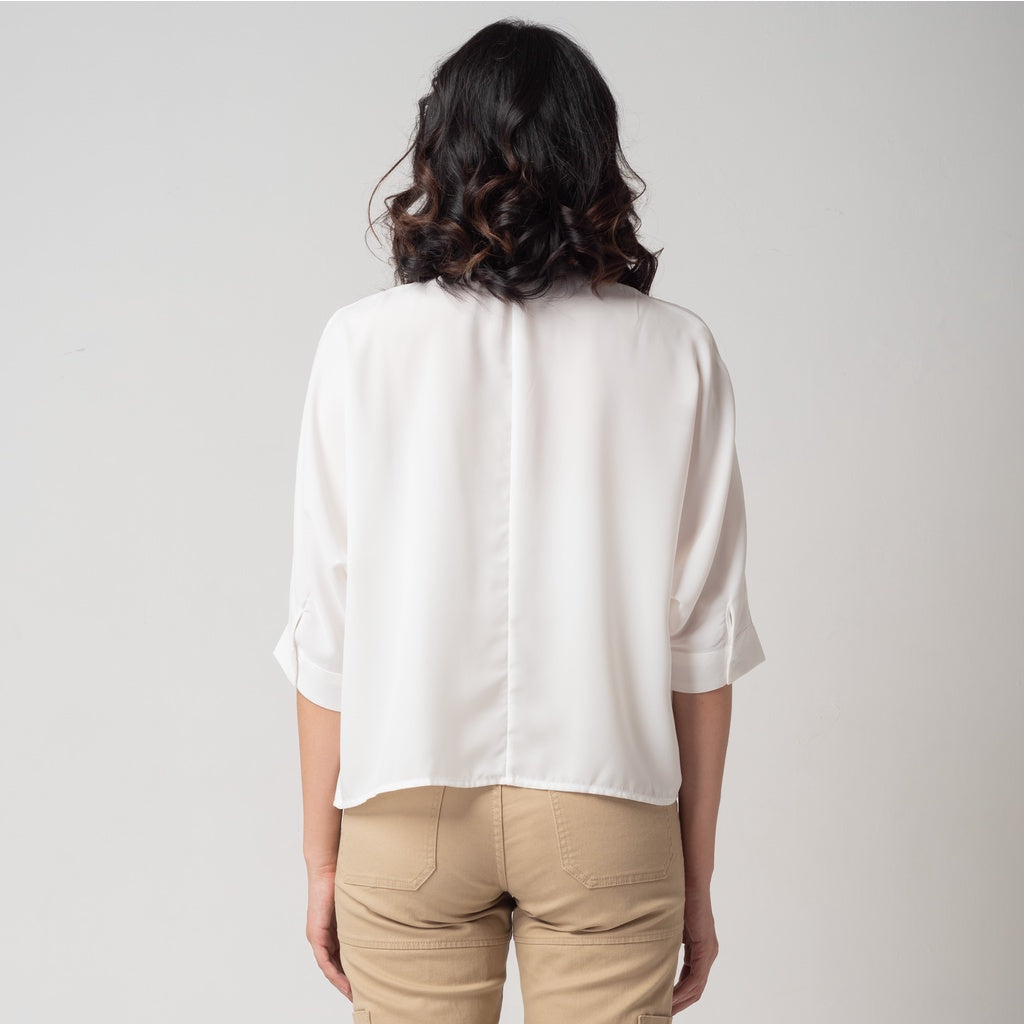 Benhill Kemeja Wanita " Sena" Tops Krah Shanghai Lengan 3/4 White  A101-2910M