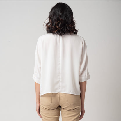 Benhill Kemeja Wanita " Sena" Tops Krah Shanghai Lengan 3/4 White  A101-2910M