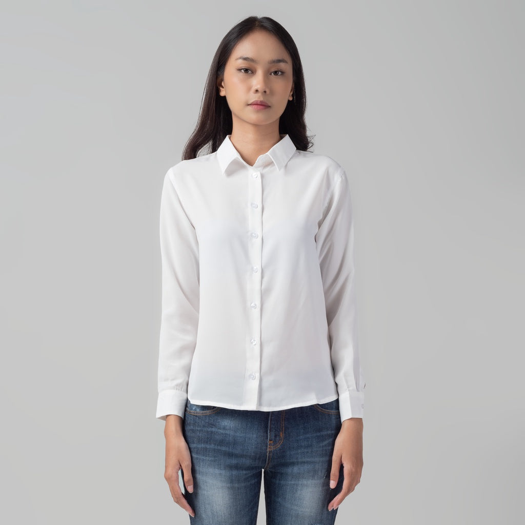 Benhill Kemeja Wanita " Mina" Tops Lengan Panjang White 996-2910O