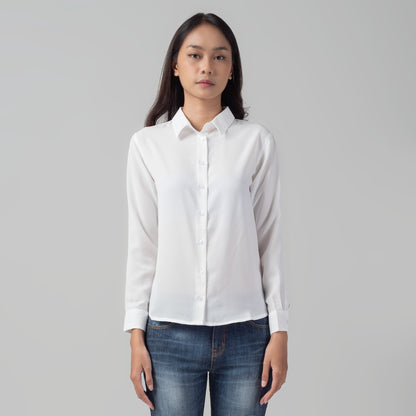 Benhill Kemeja Wanita " Mina" Tops Lengan Panjang White 996-2910O