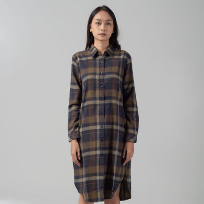 Benhill Kemeja Tunik Flannel Wanita Kotak Coklat 1162-11535