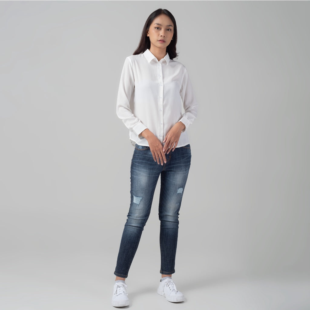 Benhill Kemeja Wanita " Mina" Tops Lengan Panjang White 996-2910O