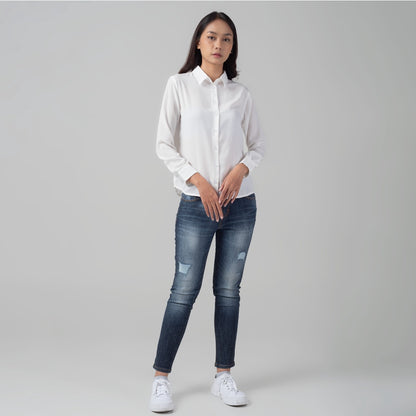 Benhill Kemeja Wanita " Mina" Tops Lengan Panjang White 996-2910O