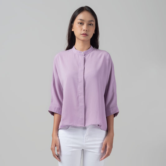 Benhill Kemeja Wanita " Sena" Tops Krah Shanghai Lengan Panjang Purple A105-2980M