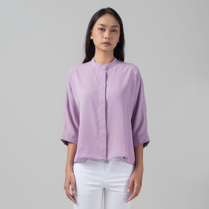Benhill Kemeja Wanita " Sena" Tops Krah Shanghai Lengan Panjang Purple A105-2980M