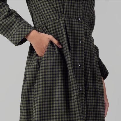 Benhill Gamis Wanita Flannel Lengan Panjang Kotak Hijau 1158-11H30