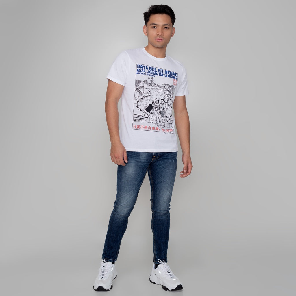 Benhill X Senikanji - T-Shirt Cotton 20s Combed Pendek Putih A48-29168