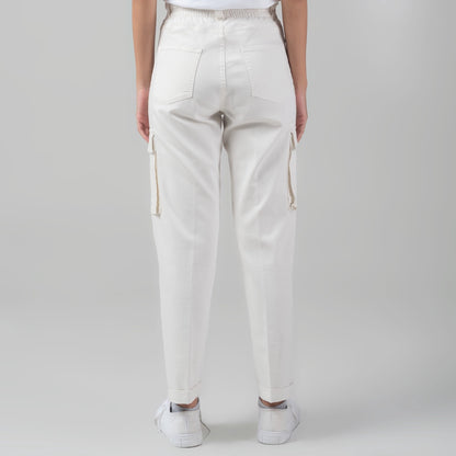 Benhill "Miso" Celana Wanita High Waist Cargo Pants Off White A159-2210Y