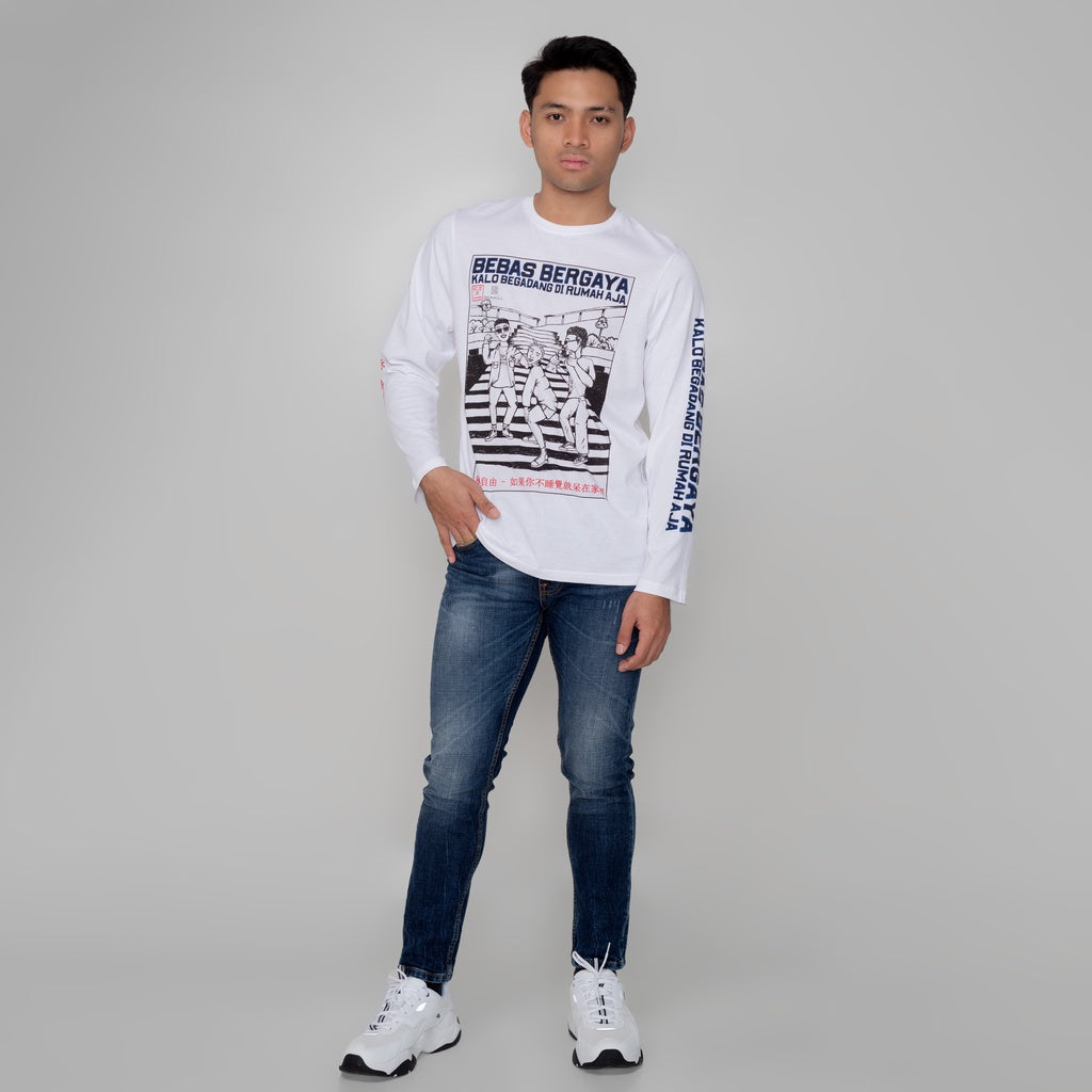 Benhill X Senikanji - T-Shirt Cotton 20s Combed Panjang Putih A50-29172