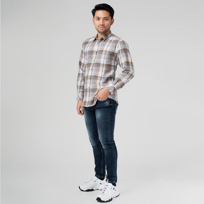 Benhill Kemeja Pria Flannel Lengan Panjang Kotak Abu 29496-11633