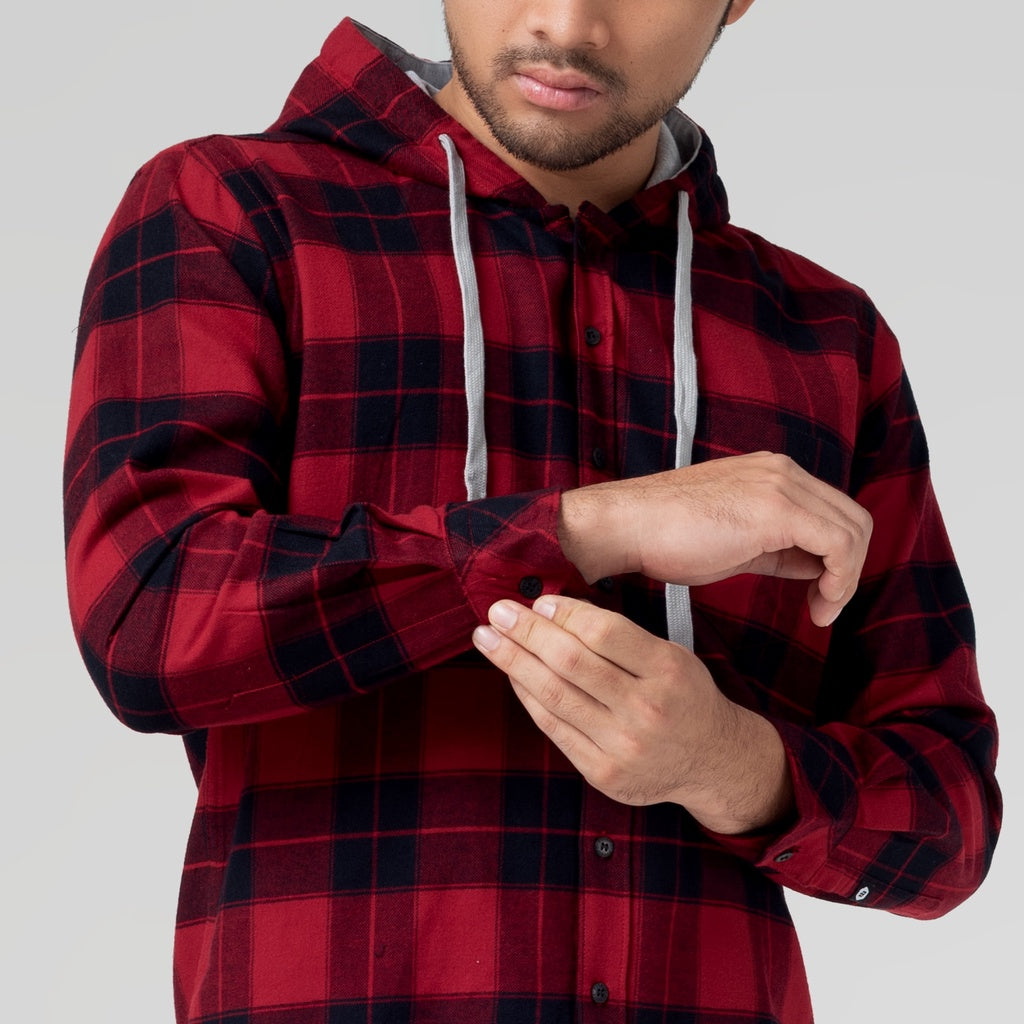 Benhill Hoodie Flannel Kotak Merah 29485-11438