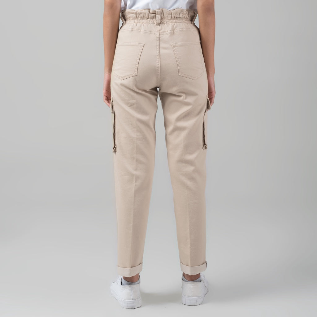Benhill "Miso" Celana Wanita High Waist Cargo Pants Cream A158-2290Y