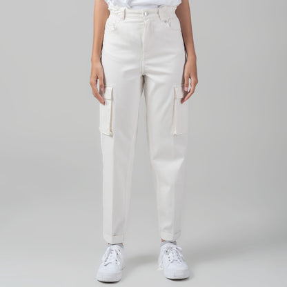 Benhill "Miso" Celana Wanita High Waist Cargo Pants Off White A159-2210Y