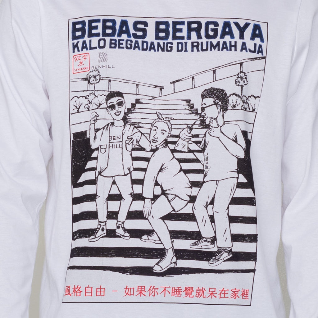 Benhill X Senikanji - T-Shirt Cotton 20s Combed Panjang Putih A50-29172