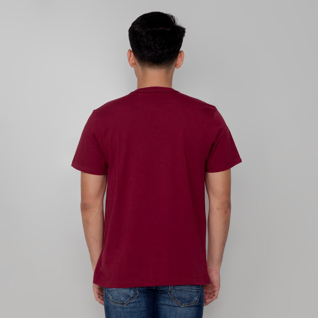 Benhill T-shirt Grafis Katun 30s Combed Lengan Pendek Maroon A12-29F68