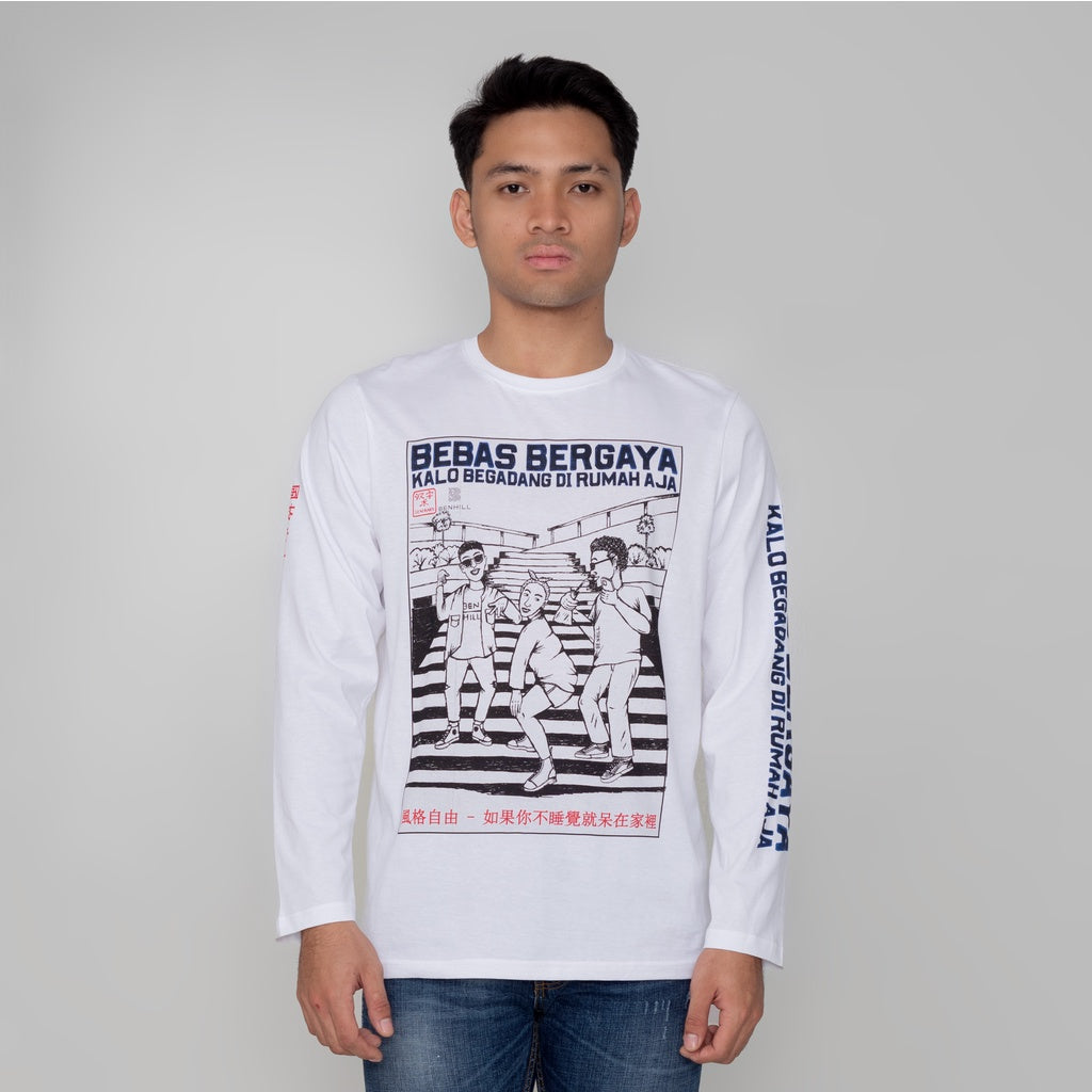 Benhill X Senikanji - T-Shirt Cotton 20s Combed Panjang Putih A50-29172