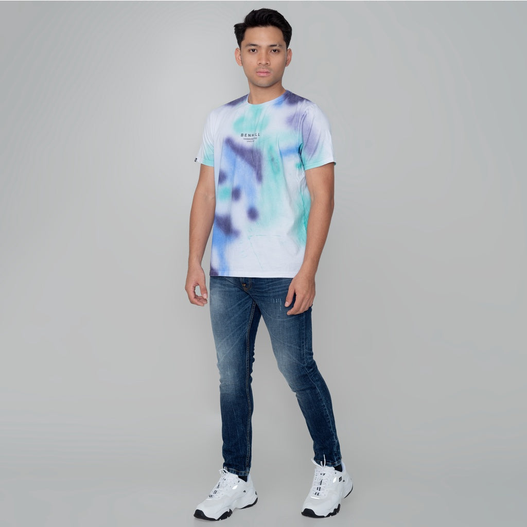 Benhill T-Shirt Tie dye Katun 30s Combed Lengan Pendek Biru 488-29168