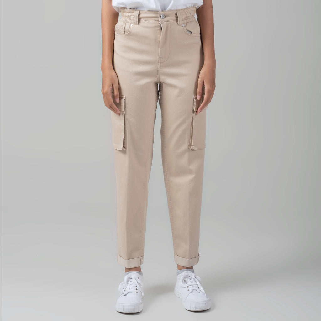 Benhill "Miso" Celana Wanita High Waist Cargo Pants Cream A158-2290Y
