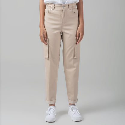 Benhill "Miso" Celana Wanita High Waist Cargo Pants Cream A158-2290Y
