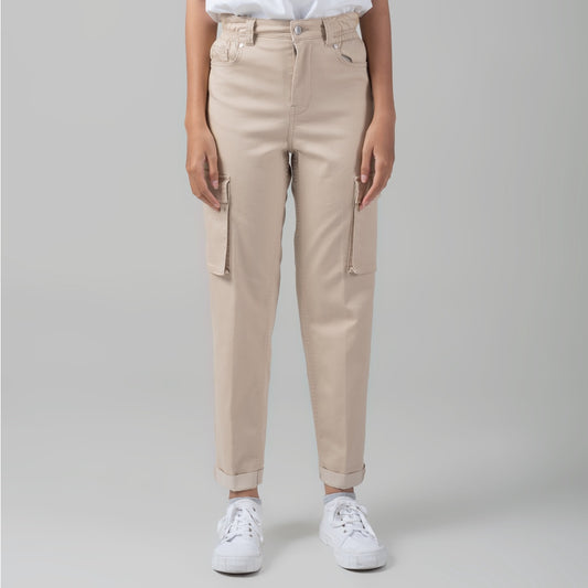 Benhill "Miso" Celana Wanita High Waist Cargo Pants Cream A158-2290Y
