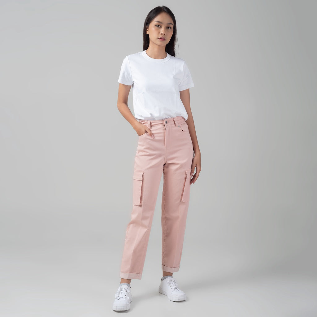 Benhill "Miso" Celana Wanita High Waist Cargo Pants Pink A160-22J0Y
