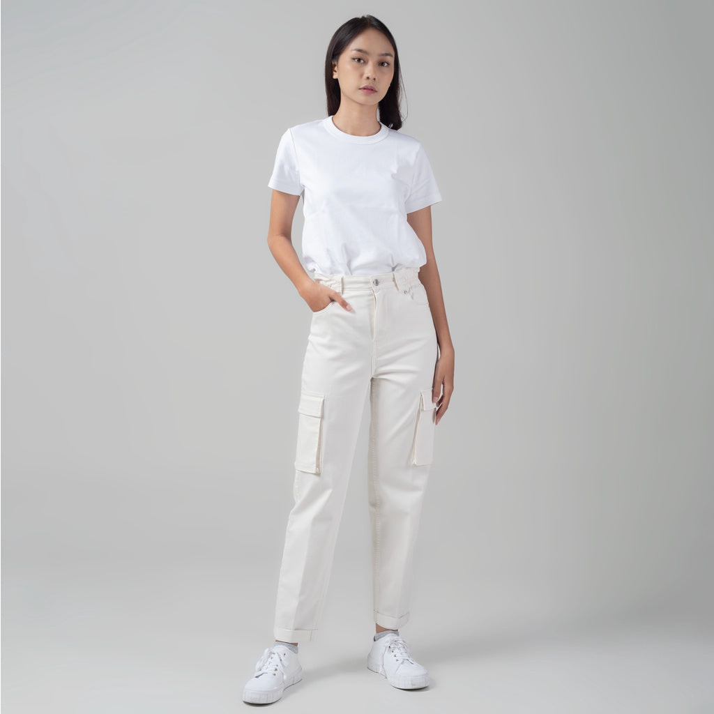 Benhill "Miso" Celana Wanita High Waist Cargo Pants Off White A159-2210Y