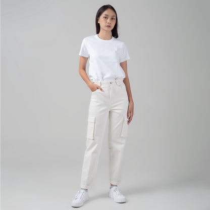Benhill "Miso" Celana Wanita High Waist Cargo Pants Off White A159-2210Y