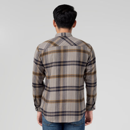 Benhill Kemeja Pria Flannel Lengan Panjang Kotak Coklat 29278-31533
