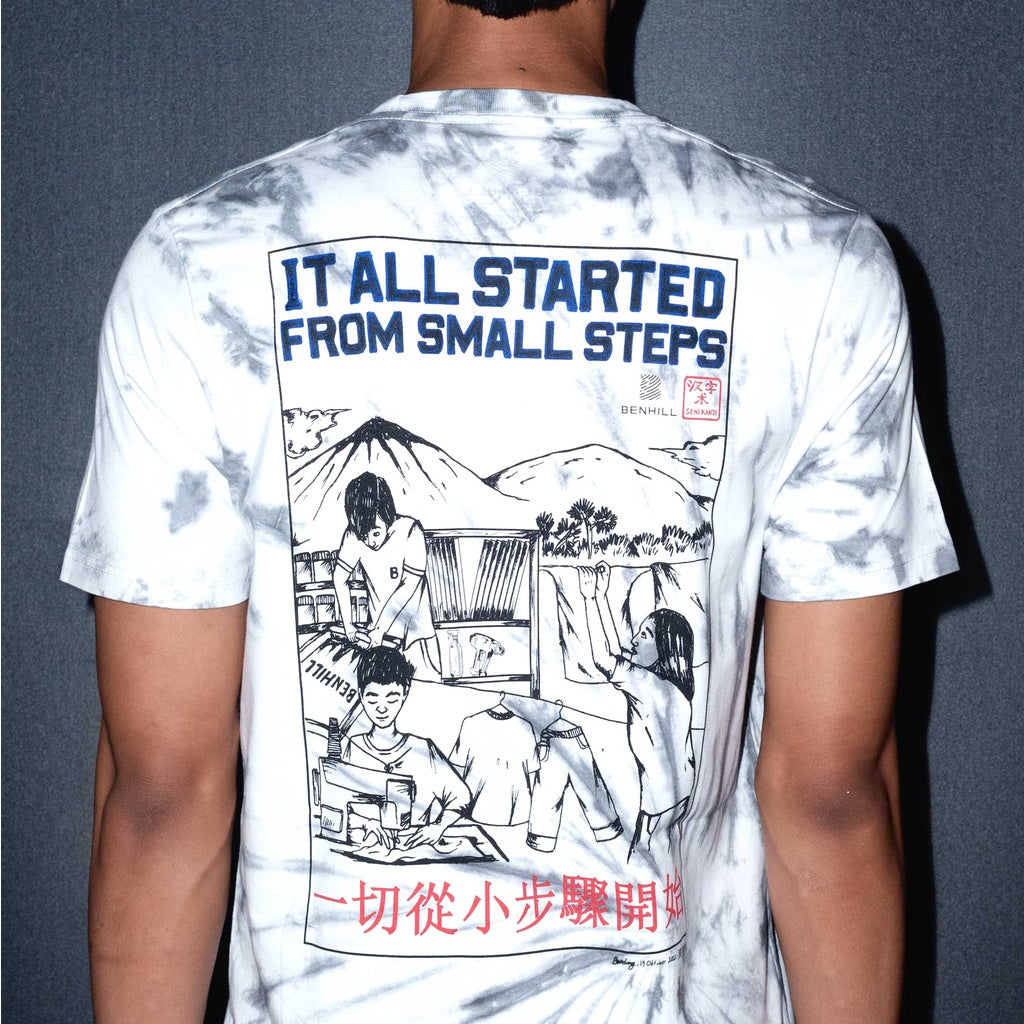 Benhill X Senikanji - T-Shirt Cotton 24s Combed Tiedye Pendek Putih 461-39168