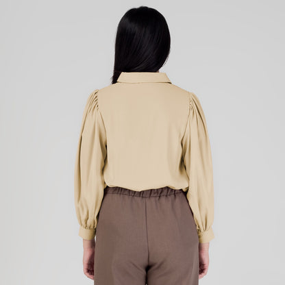 Benhill Kemeja Wanita " Seori" Tops Lengan Panjang Puff Cream A156-29979