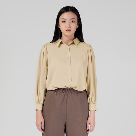 Benhill Kemeja Wanita " Seori" Tops Lengan Panjang Puff Cream A156-29979
