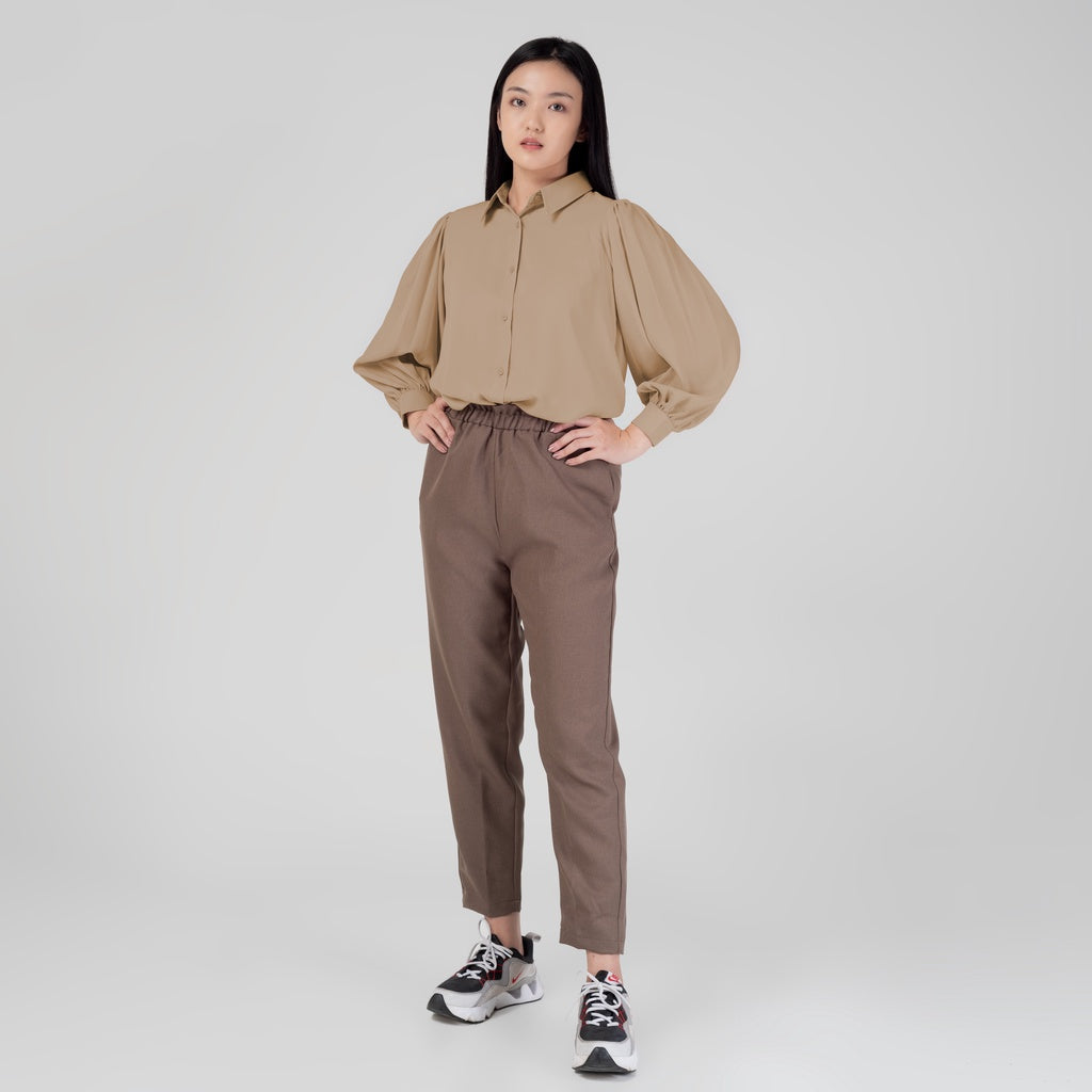 Benhill Kemeja Wanita " Seori" Tops Lengan Panjang Puff Cream A157-29579