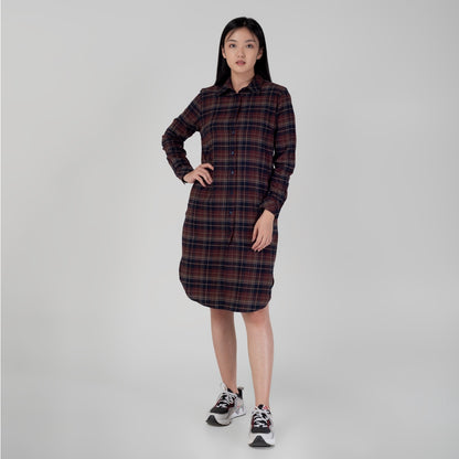Benhill Kemeja Tunik Flannel Wanita Kotak Coklat 1192-31535