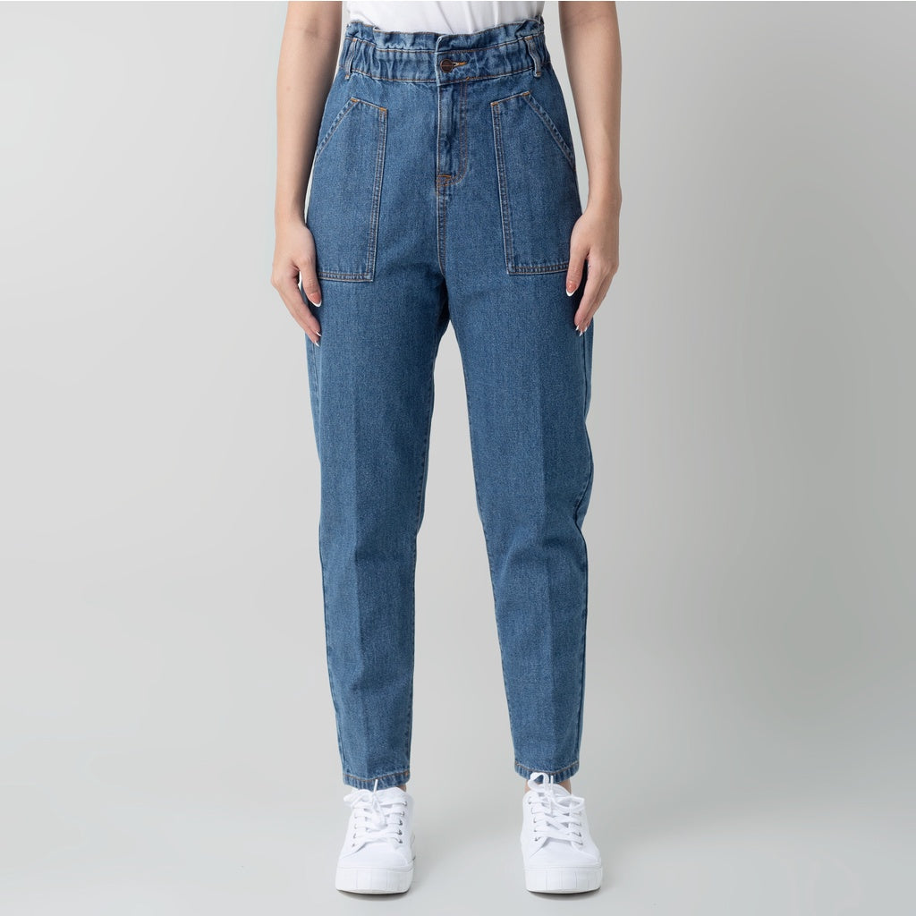 Benhill "Yeji" Celana Wanita High Waist Medium Blue A193-2930F