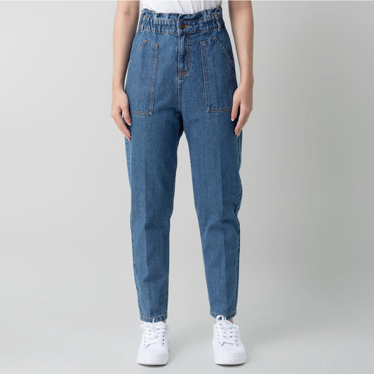 Benhill "Yeji" Celana Wanita High Waist Medium Blue A193-2930F