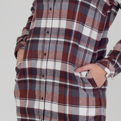 Benhill Kemeja Tunik Flannel Wanita Kotak Coklat 1191-11535