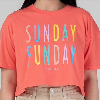 Benhill T-shirt  Crop Grafis Katun 30s Combed Lengan Pendek Pink Salmon 608-29486