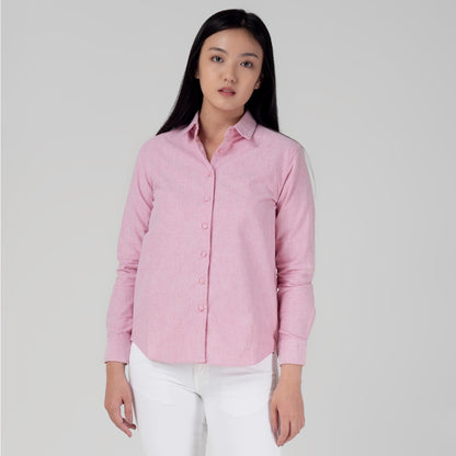 Benhill Kemeja Wanita " Mina" Tops Lengan Panjang Oxford Pink A149-13J0S