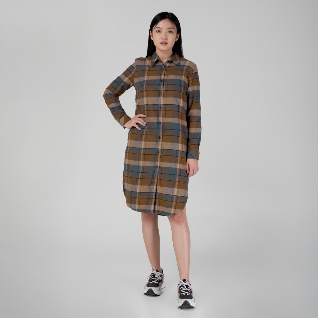 Benhill Kemeja Tunik Flannel Wanita Kotak Coklat 1188-11535