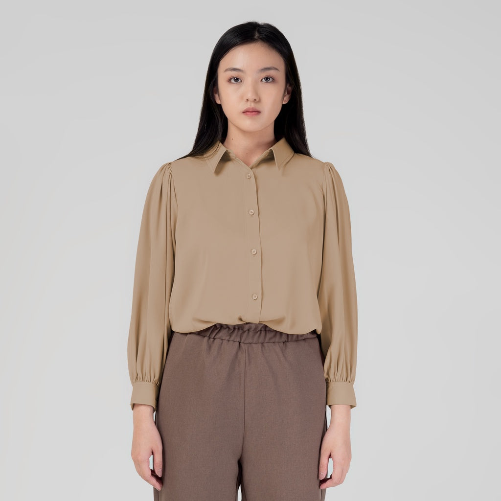Benhill Kemeja Wanita " Seori" Tops Lengan Panjang Puff Cream A157-29579