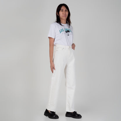 Celana Denim Wanita "Arin"  High Waist Loose Straight Pants Off White A175-2291D