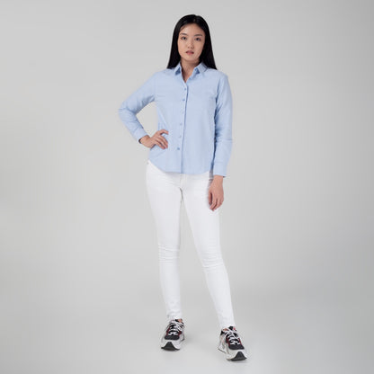 Benhill Kemeja Wanita " Mina" Tops Lengan Panjang Oxford Blue A148-1330S