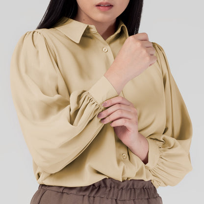 Benhill Kemeja Wanita " Seori" Tops Lengan Panjang Puff Cream A156-29979